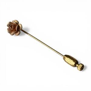 Vintage Krementz Stick Pin Flower Rose Gold Brooch